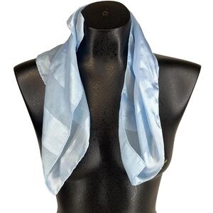 L'Oreal Vintage Light Blue Striped Satin Sheer Square Neck Scarf 20x20